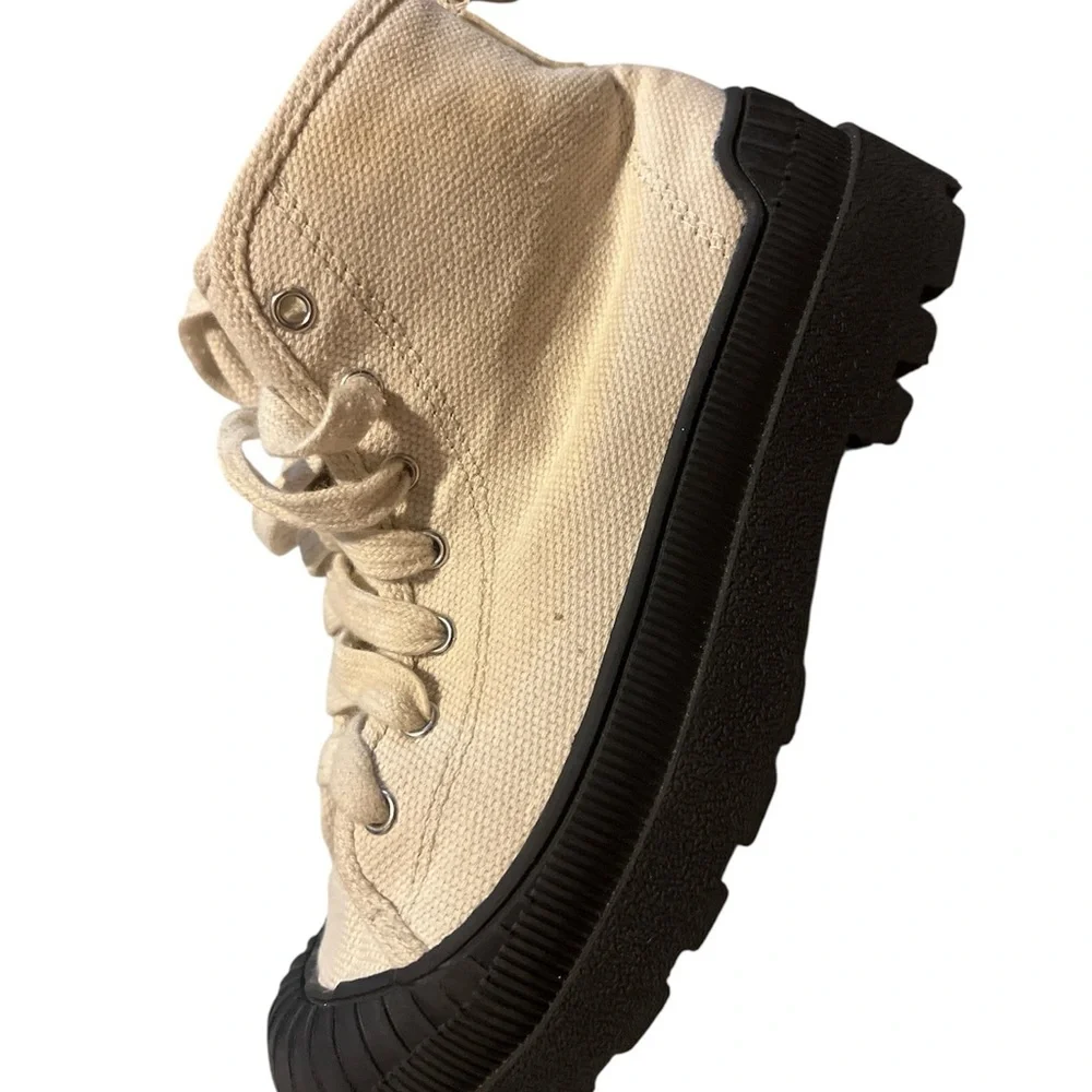 Zara Kids Beige Canvas Sneakers with Black Sole